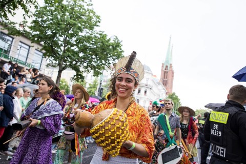 Dancer at the street parade of the 26th Carnival of Cultures in Berlin on 19.05.2024