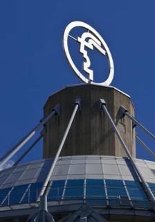 The Hermes logo, emblem of the Hannover Messe, Convention Centre CC, Deutsche Messe AG, Hannover,