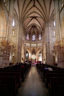 Cathedral, Old Town, Bilbao, Basque Country, Spain, Europe, Interior of a Gothic church with high