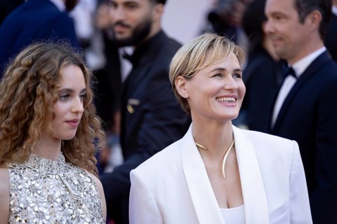Cannes, France, 17.5.2024: Tess Barthelemy and Judith Godreche at the premiere of Kinds of Kindness