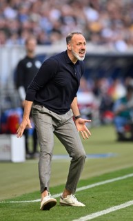 Coach Pellegrino Matarazzo TSG 1899 Hoffenheim engaged on the sidelines, gestures, gesture, PreZero