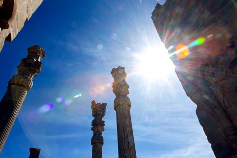 View of the ruins of Persepolis. The ancient Persian residential city of Persepolis was one of the