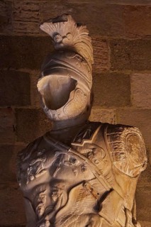 Sculpture of a warrior in full armour with an elaborately designed helmet, interior view, Grand