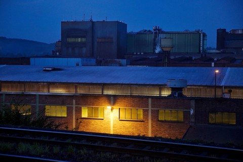 Deutsche Edelstahlwerke in the blue hour, Witten, Ruhr area, North Rhine-Westphalia, Germany,