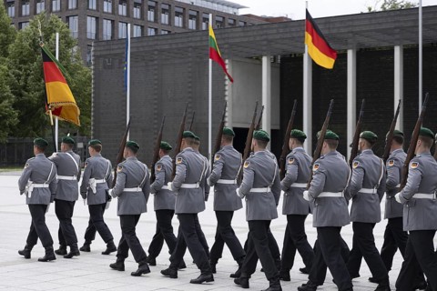 Soldiers from the Bundeswehr Guard Battalion, photographed during the reception of the Lithuanian
