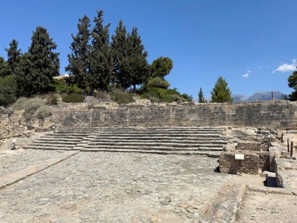 View of historical square from antiquity with in the background large open staircase on wall