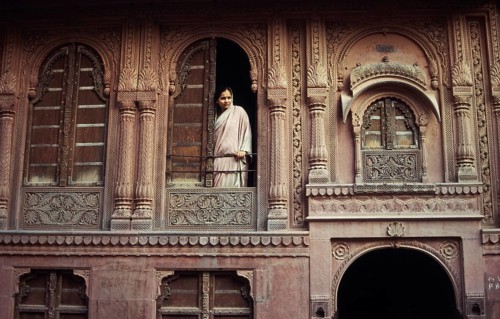 Facade of a Haveli, urban mansion with architectural significance at Bikaner, Rajasthan, India.