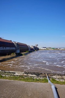 Eidersperrwerk at Wesselburenerkoog, Dithmarschen district, Schleswig-Holstein, Germany, Europe