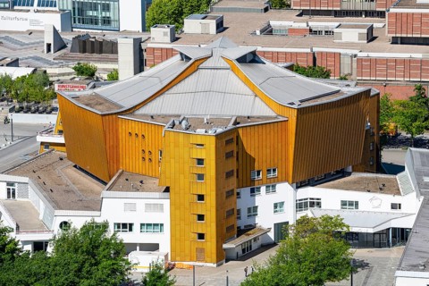 View of the Philharmonic Hall and Chamber Music Hall, Kulturforum, Kemperplatz, architect Hans