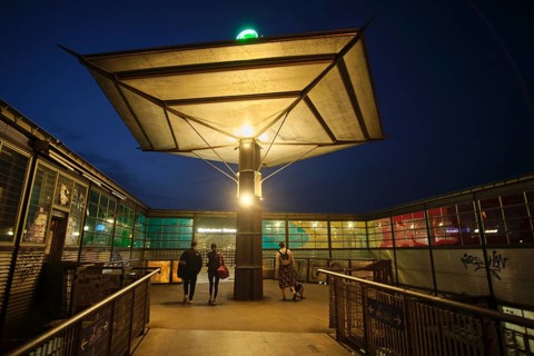Germany, Berlin, 08.04.2024, Bornholmer Strasse S-Bahn station, entrance, Boesebruecke, Europe