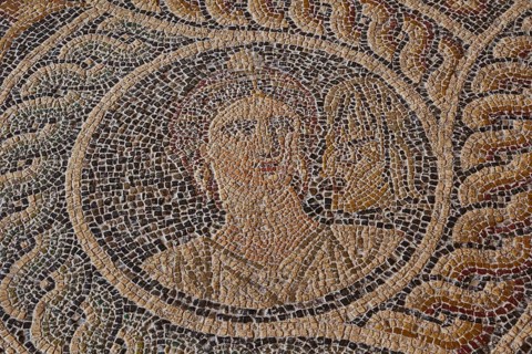 Melpomene, the singing muse, the muse of tragedy, tragic mask, one of the nine muses, detail of a