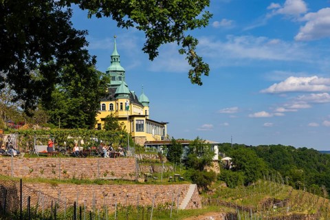 Weingut am Goldenen Wagen. The Spitzhaus is a former summer residence in the Saxon town of Radebeul
