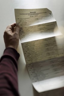 TOPIC: European election, polling card from North Rhine-Westphalia for the European election BONN,