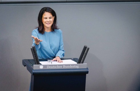 Annalena Baerbock, Federal Foreign Minister, recorded during a speech in the German Bundestag in