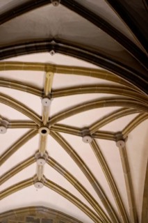 The church Iglesia de San Anton at the river Nervion in Bilbao, Gothic ceiling with ribbed vault