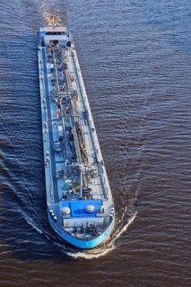 Bird's eye view of the tanker Imke Deymann on the Kiel Canal near Beldorf, Rendsburg-Eckernfoerde