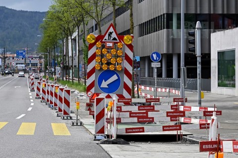 Road traffic construction site, Zurich, Switzerland, Europe