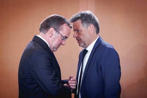 (L-R) Boris Pistorius, Federal Minister of Defence, and Robert Habeck, Federal Minister of