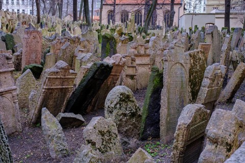 Gravestones, old Jewish cemetery, Jewish Museum, Josefstadt, Jewish Quarter, Prague, Bohemia, Czech
