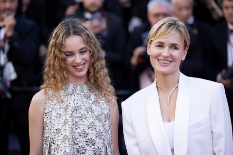 Cannes, France, 17.5.2024: Tess Barthelemy and Judith Godreche at the premiere of Kinds of Kindness