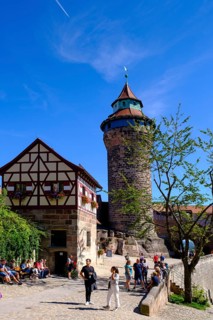 Imperial Castle, with Sinwell Tower, fountain house and half-timbered houses in the castle,