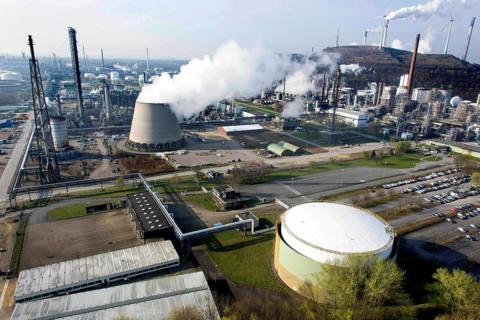 BP refinery in Gelsenkirchen Scholven. BP Gelsenkirchen operates a refinery with petrochemicals