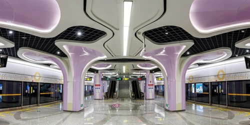 Chengdu Metro underground station Jincheng Avenue modern public transport architecture in Chengdu,