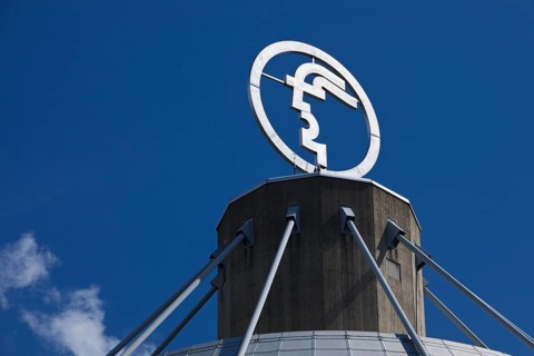 The Hermes logo, emblem of the Hannover Messe, Convention Centre CC, Deutsche Messe AG, Hannover,