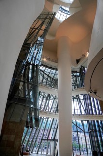 Guggenheim Museum Bilbao, Spain, Europe, The interior is dominated by tall columns and large glass