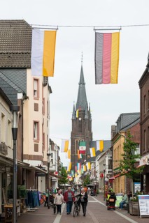 Pedestrian zone and St Mary's Basilica, St Mary's Basilica, place of pilgrimage, Kevelaer, Lower