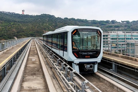 Driverless railway Macao Light Rapid Transit public transport in Macau, China, Asia
