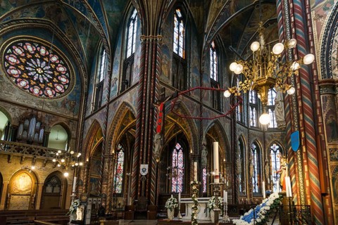 Interior view, Basilica of St Mary, Basilica of St Mary, place of pilgrimage, Kevelaer, Lower
