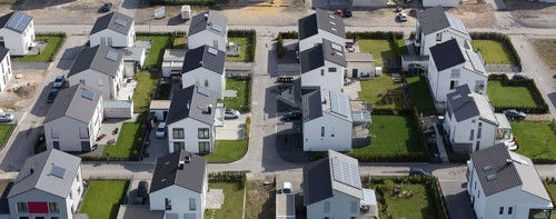 Aerial view of the new development area Stadtquartier Graf Bismarck in Gelsenkirchen, on 12 April