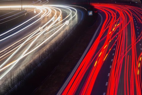 A9 motorway with heavy traffic on 15.12.2014., Beelitz, Germany, Europe