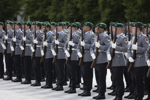 Soldiers from the Bundeswehr Guard Battalion, photographed during the reception of the Lithuanian