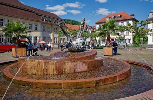 Sebastian Muenster Fountain by Michael Schoenenholtz, Karlsplatz, Heidelberg, Baden-Wuerttemberg,