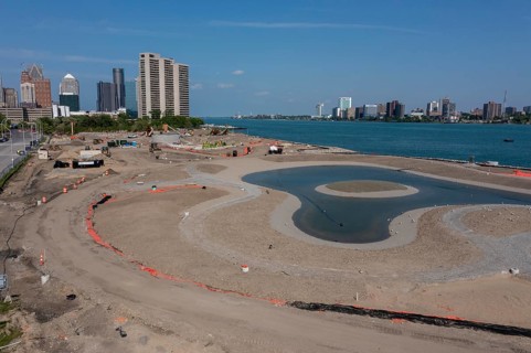 Detroit, Michigan, Construction of the a new park on Detroit's west riverfront. The 22-acre Ralph C