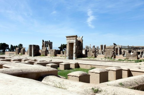 View of the ruins of Persepolis. The ancient Persian residential city of Persepolis was one of the