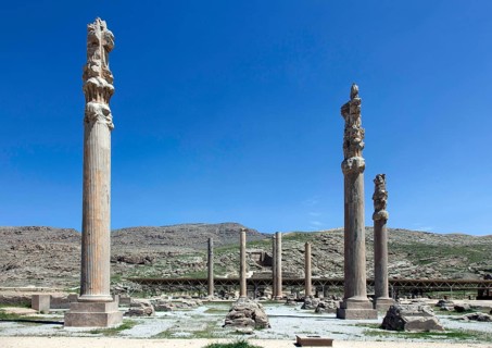 View of the ruins of Persepolis. The ancient Persian residential city of Persepolis was one of the