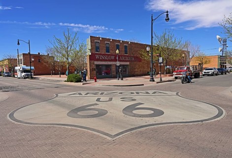 The famous corner in Winslow, Arizona sung about by the rock band Eagles in the song Take it easy,