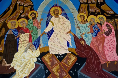 Painting depicting Jesus Christ, Jesus Christ is saving the just who died before him, Orthodox