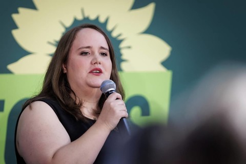 Ricarda Lang, Federal Chairwoman of Buendnis 90/DIE Gruenen, pictured at a press event in Berlin,