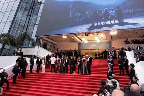 Cannes, France, 14.5.2024: Jury members Omar Sy, Greta Gerwig (President of the Jury), Lily