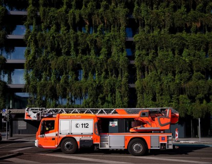 CS DLA-K 23-12 Magirus aerial ladder on Atego, Stuttgart fire brigade, climate-neutral facade