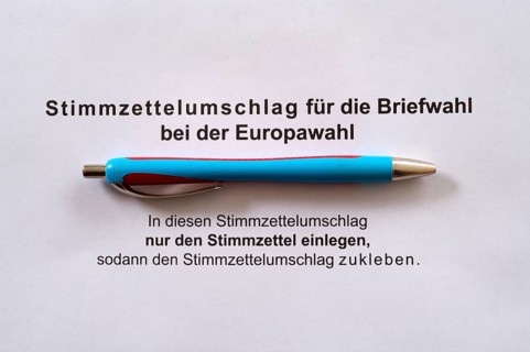 Biros on ballot paper envelope, postal vote, official postal voting documents, election,