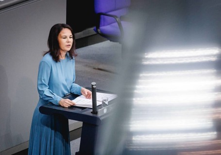 Annalena Baerbock, Federal Foreign Minister, recorded during a speech in the German Bundestag in