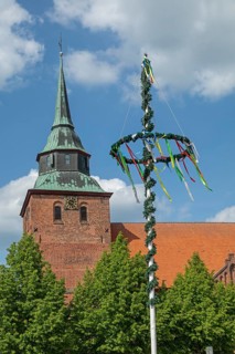 St Mary's Church, Maypole, Boizenburg, Mecklenburg-Western Pomerania, Germany, Europe