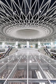 Shenzhen Metro modern architecture in public transport underground station Gangxia North in