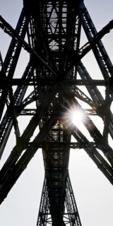 View of the Muengsten Bridge, the highest railway bridge in Germany between Solingen and Remscheid,