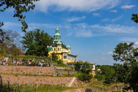 Weingut am Goldenen Wagen. The Spitzhaus is a former summer residence in the Saxon town of Radebeul